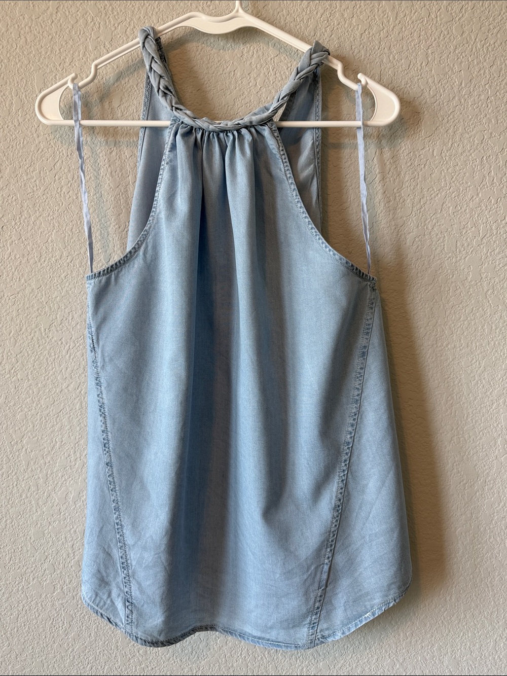 Mustard Seed Light Blue Braided Halter Tank